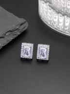 Iced Square CZ Stud Earrings