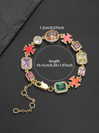 Enamel Cross Color CZ Statement Bracelet
