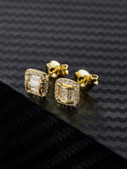 Iced Square Arch CZ Earring