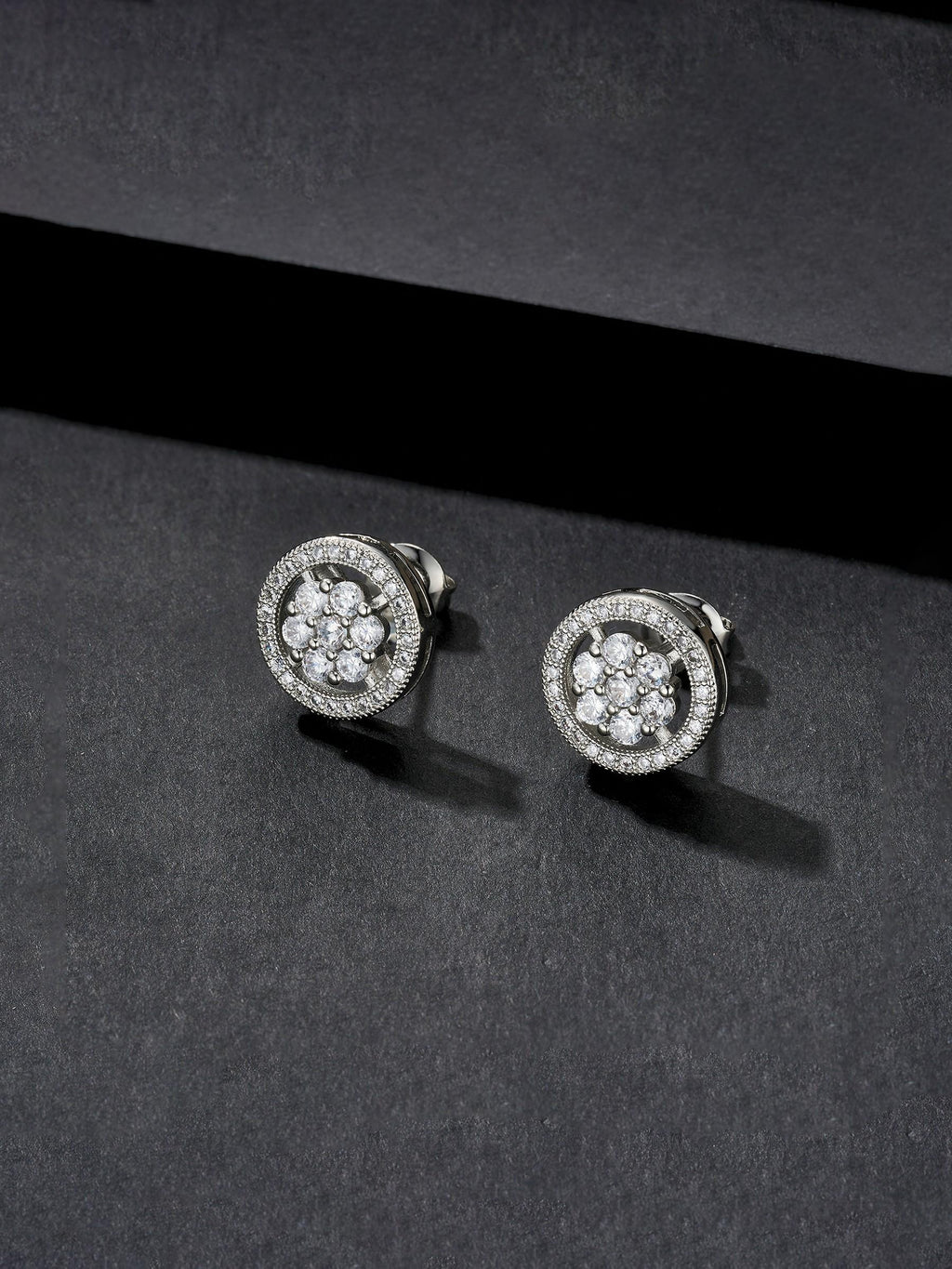Iced Round Cluster Stud Earrings