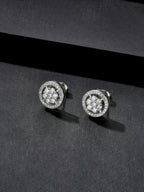 Iced Round Cluster Stud Earrings