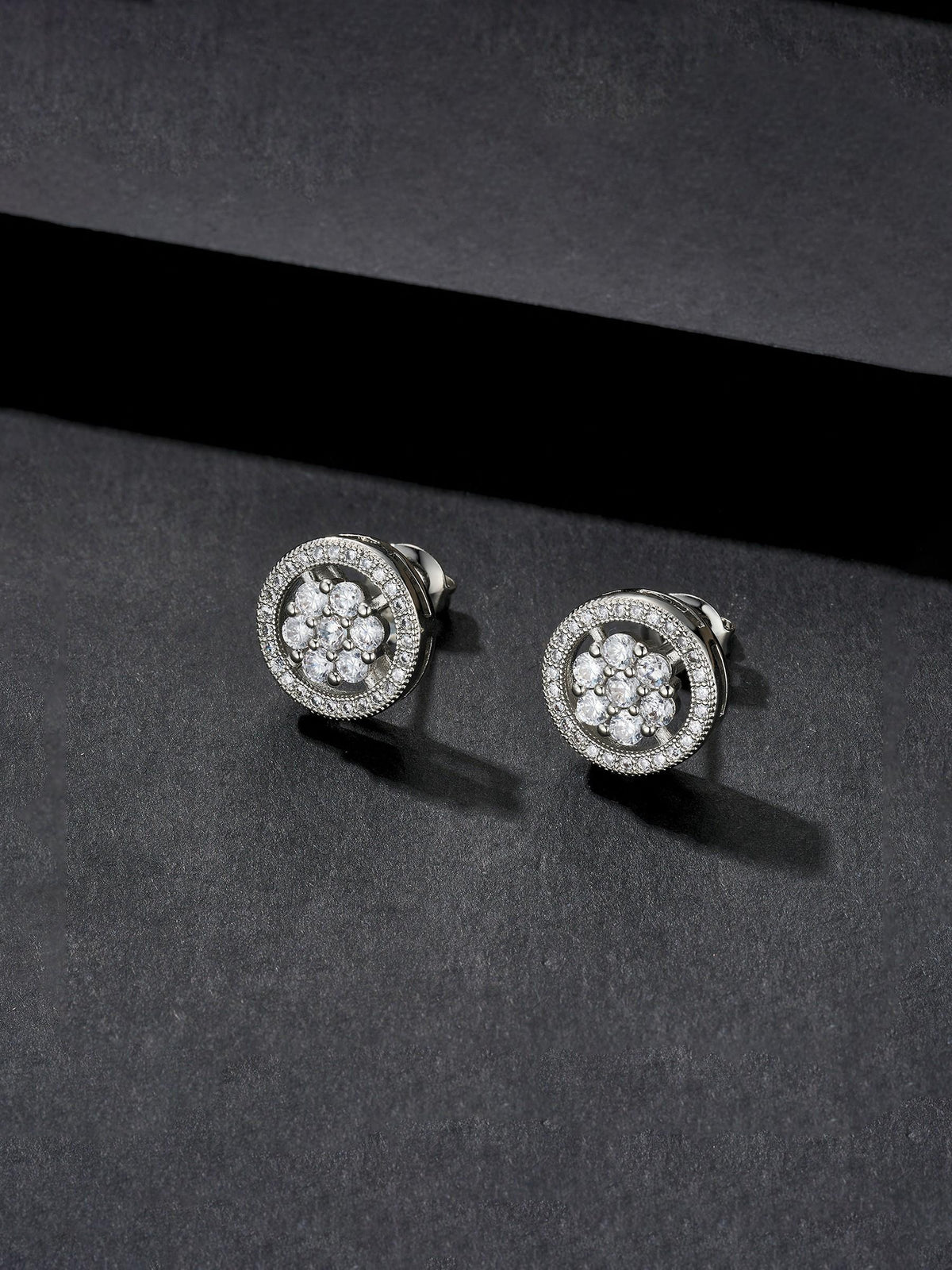 Iced Round Cluster Stud Earrings