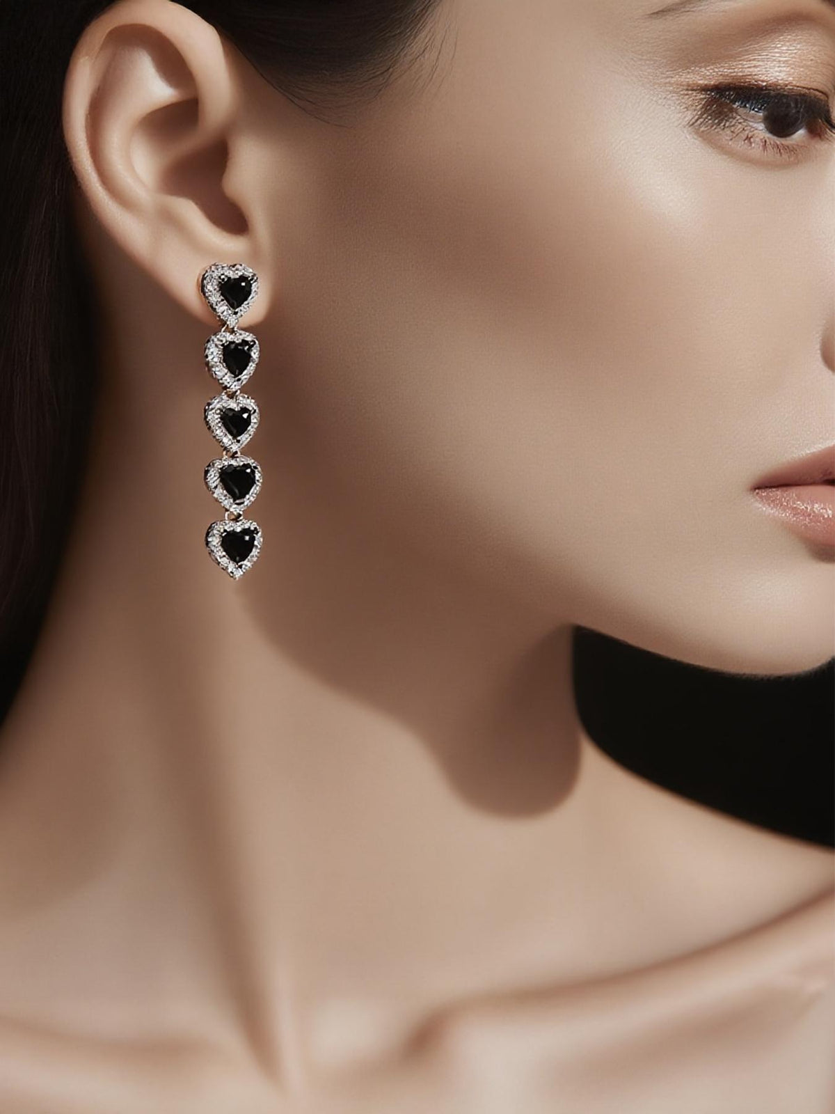 Iced Heart Drop Earrings