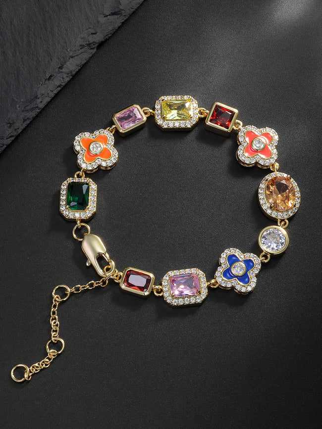 Flower Cross Tennis Bracelet Hover Image