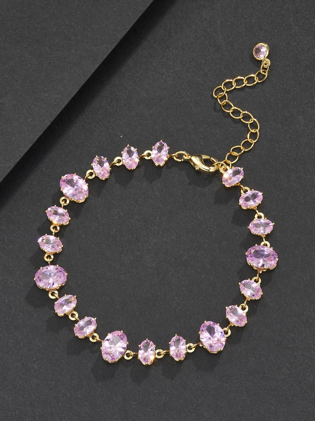 Pink Oval Gemstone Bracelet
