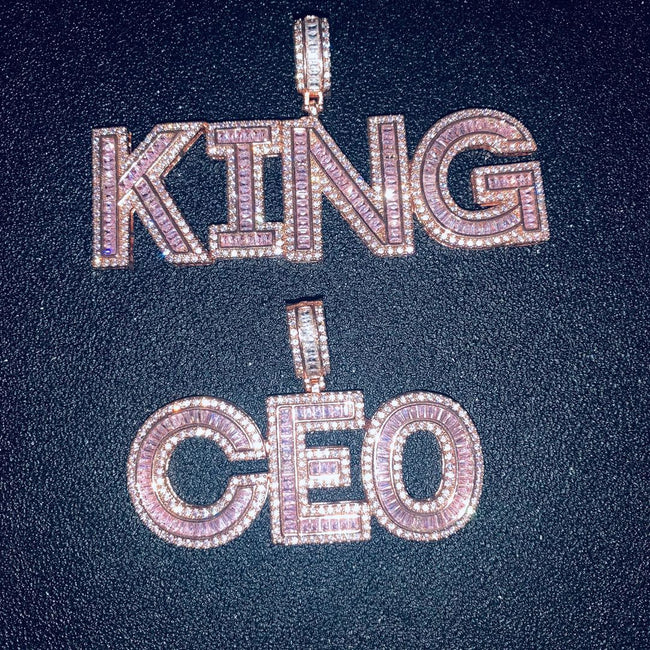 Pink Baguette Iced Out Name Pendant Main Image