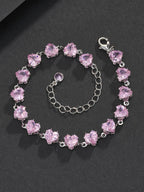 6mm Adjustable Pink Heart CZ  Bracelet