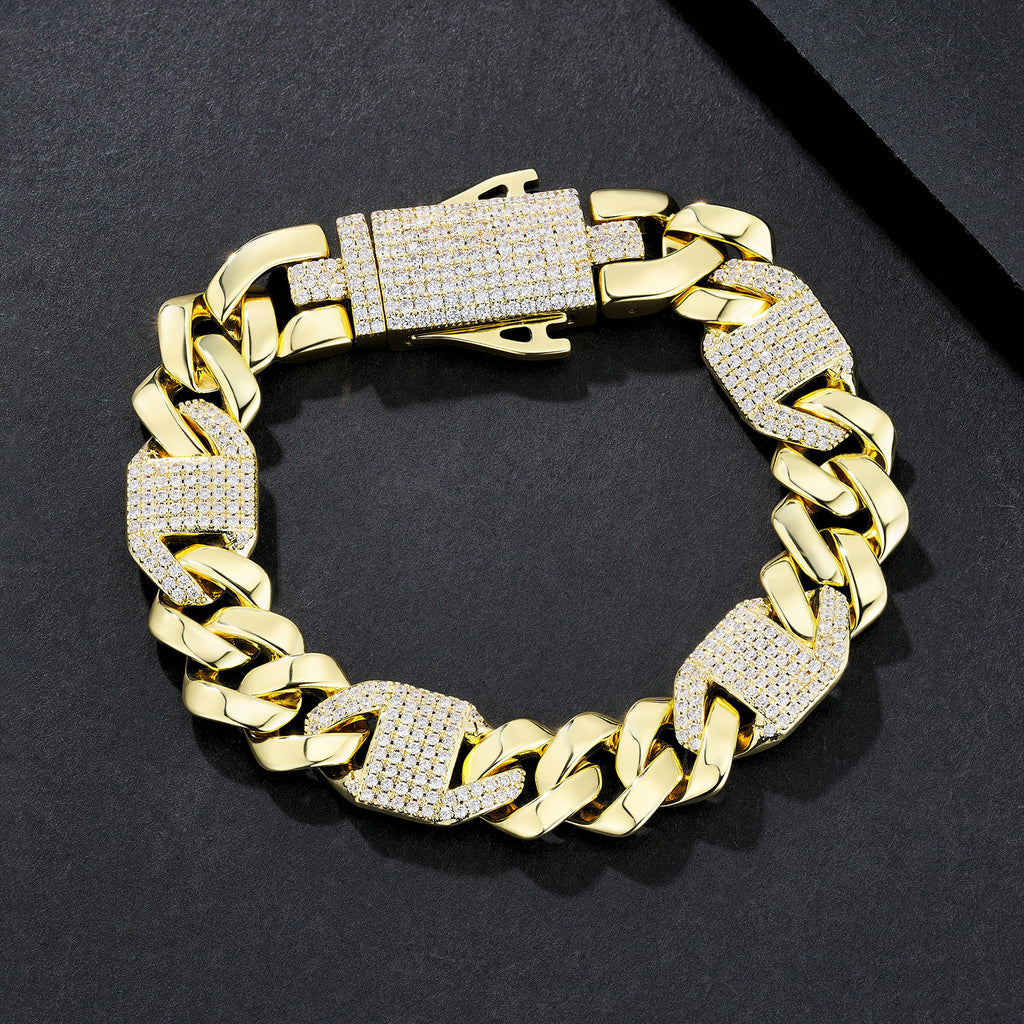 12mm Raised-Set Iced Miami Cuban Bracelet