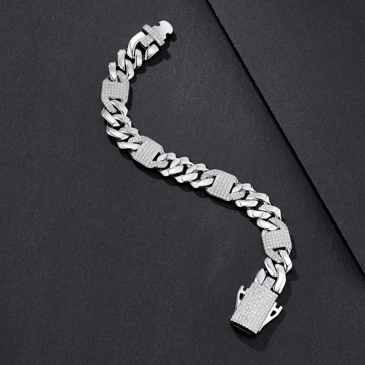 12mm Raised-Set Iced Miami Cuban Bracelet