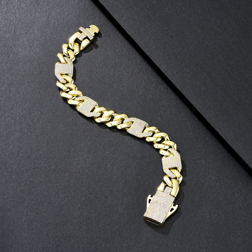 12mm Raised-Set Iced Miami Cuban Bracelet