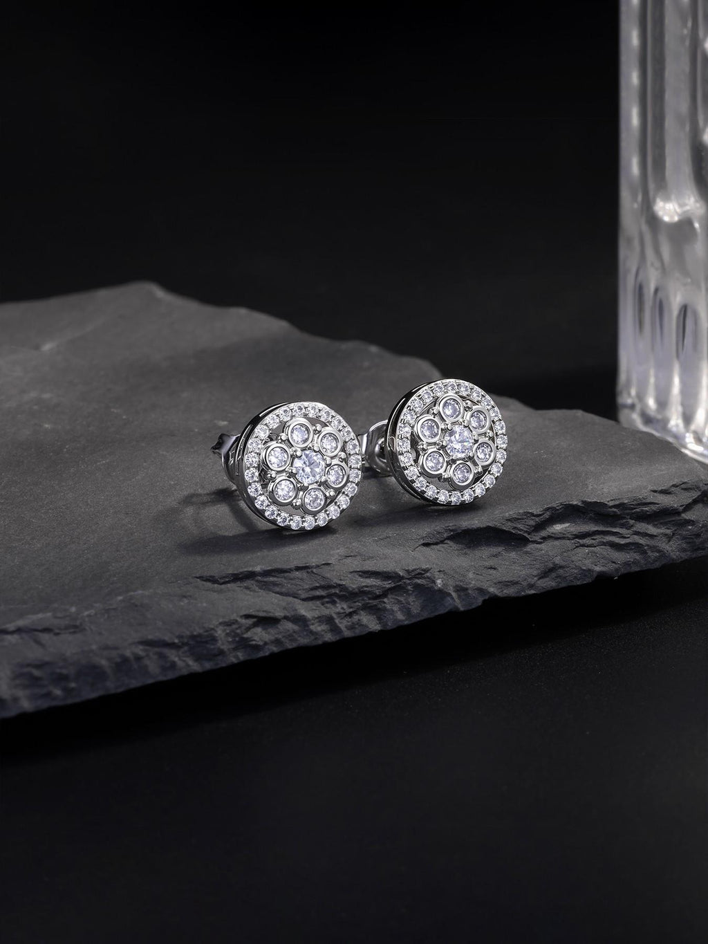 Iced Flower Cluster Stud Earrings