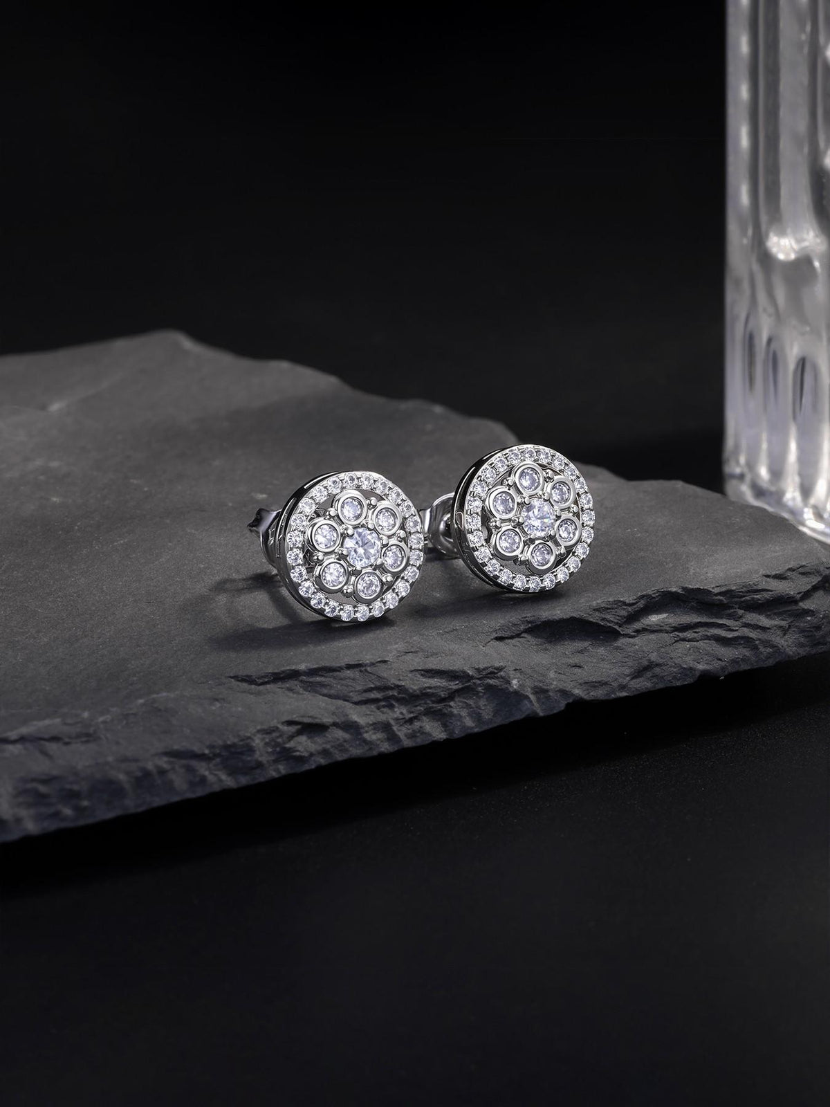 Iced Flower Cluster Stud Earrings