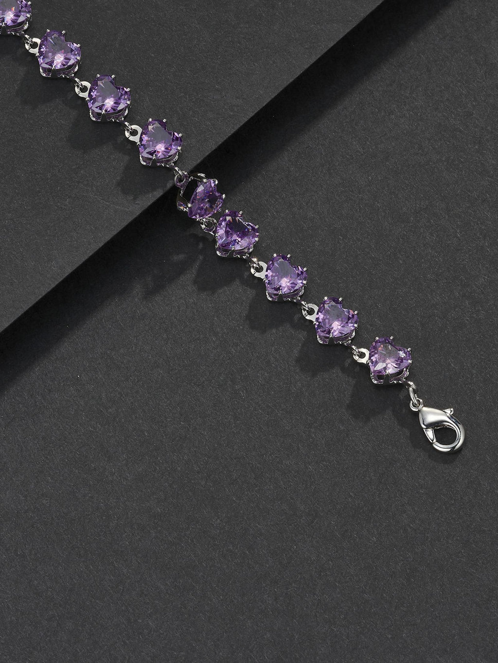 6mm Purple Heart CZ Statement Bracelet