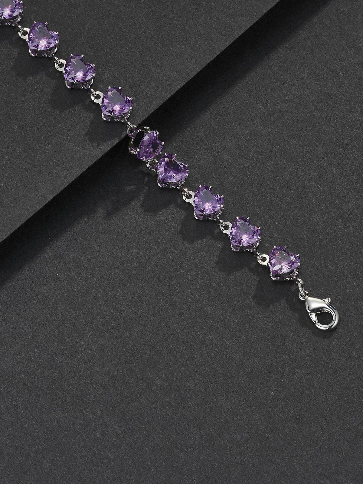 6mm Purple Heart CZ Statement Bracelet