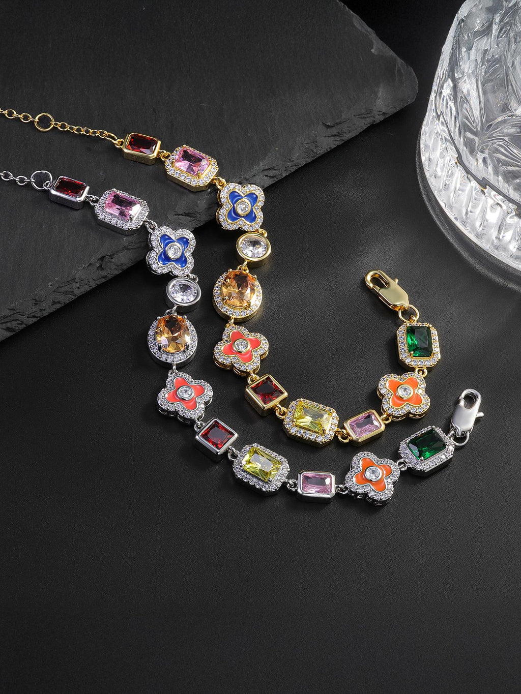 Flower Cross Tennis Bracelet