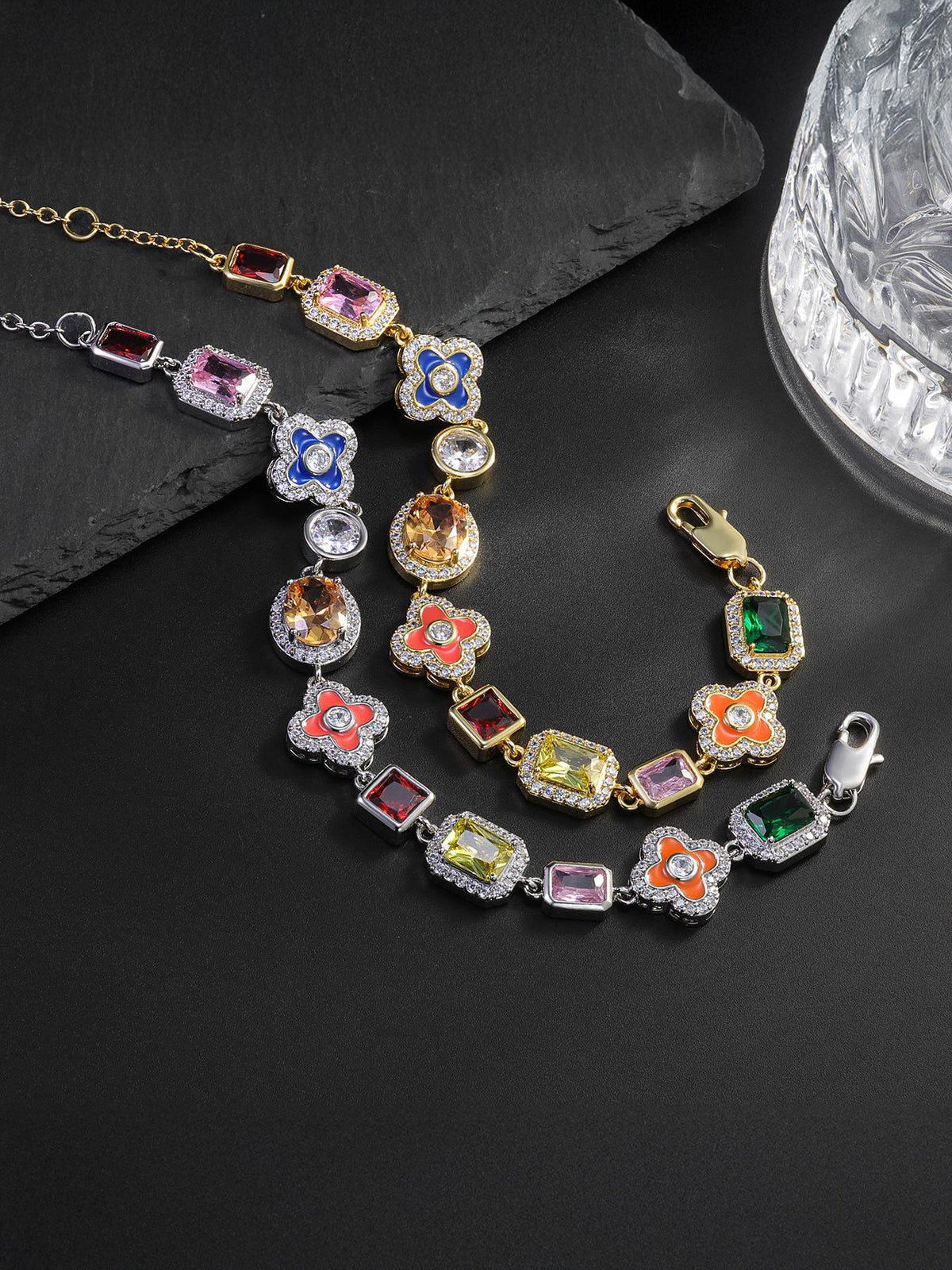 Flower Cross Tennis Bracelet