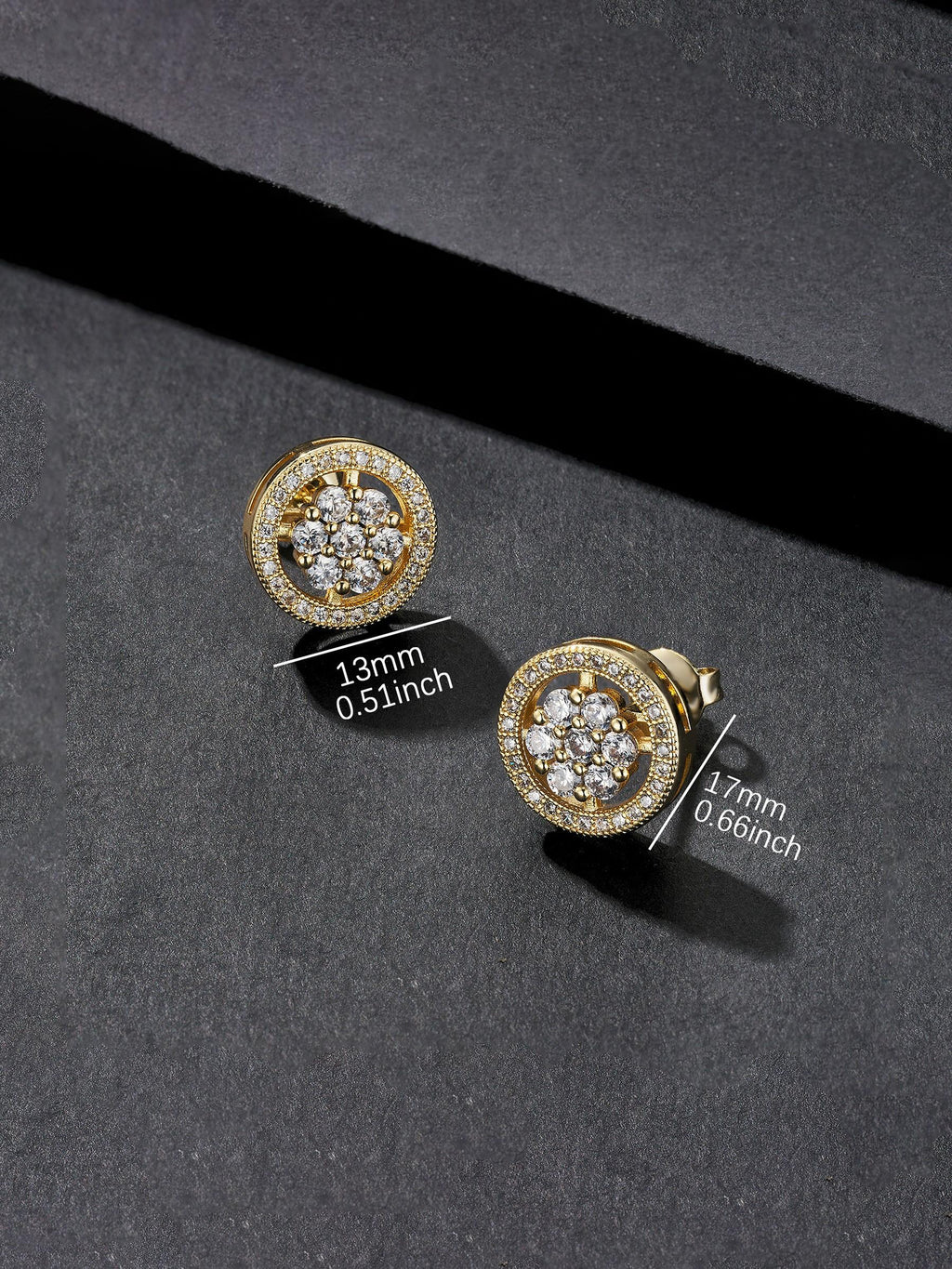 Iced Round Cluster Stud Earrings