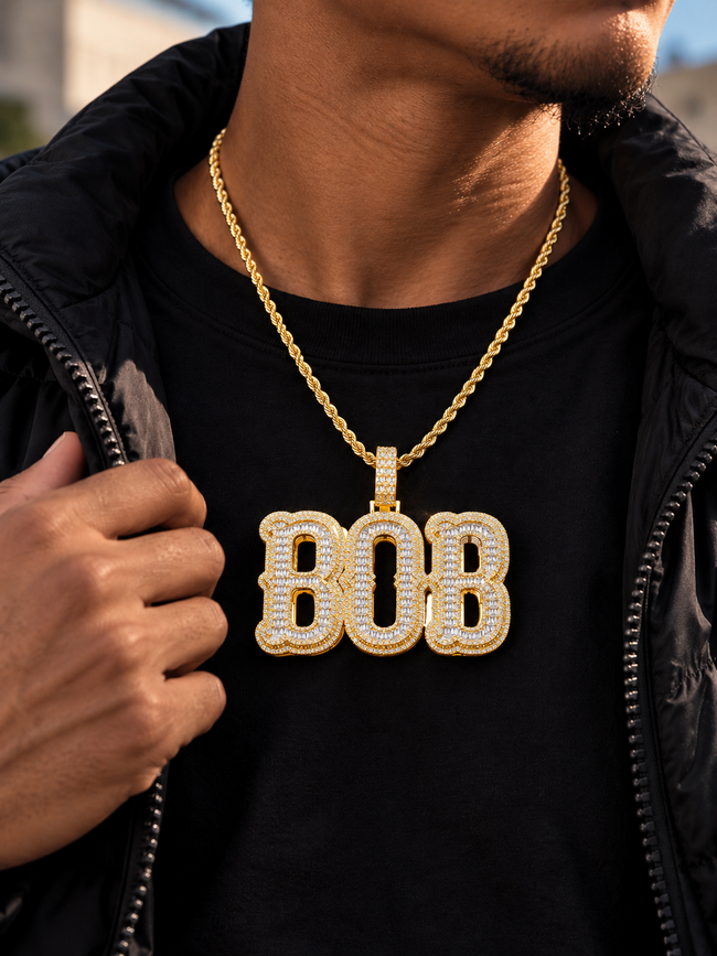 Custom Serif Bubble Letter Pendant Main Image