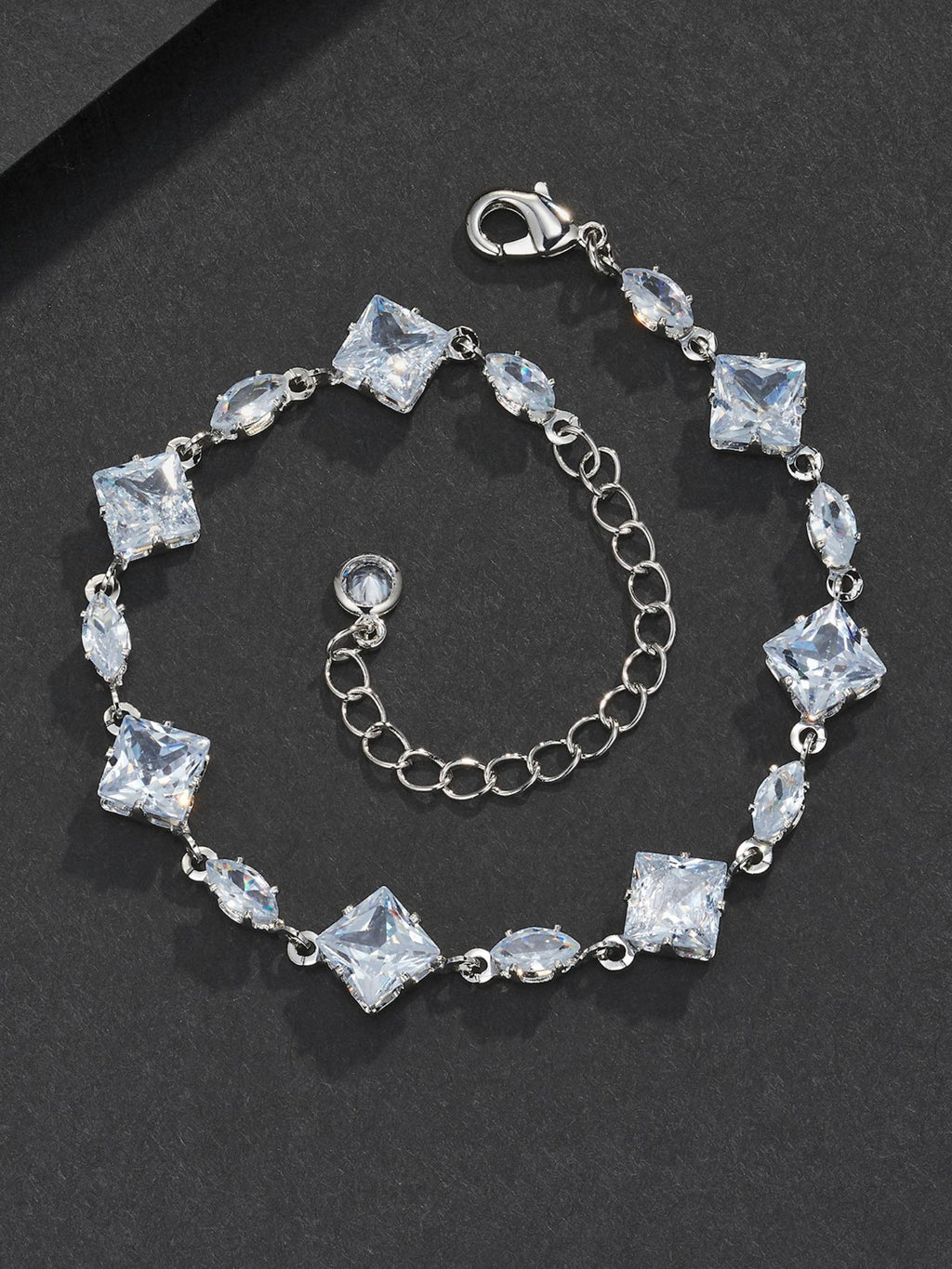Adjustable Square Couple CZ Bracelet