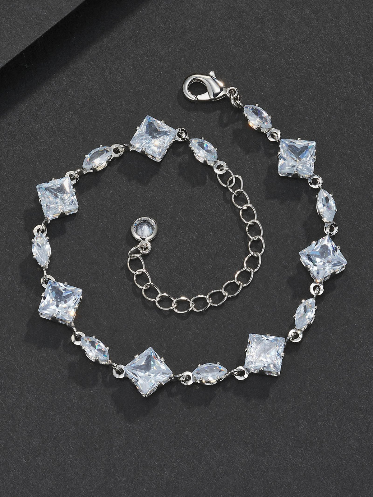 Adjustable Square Couple CZ Bracelet