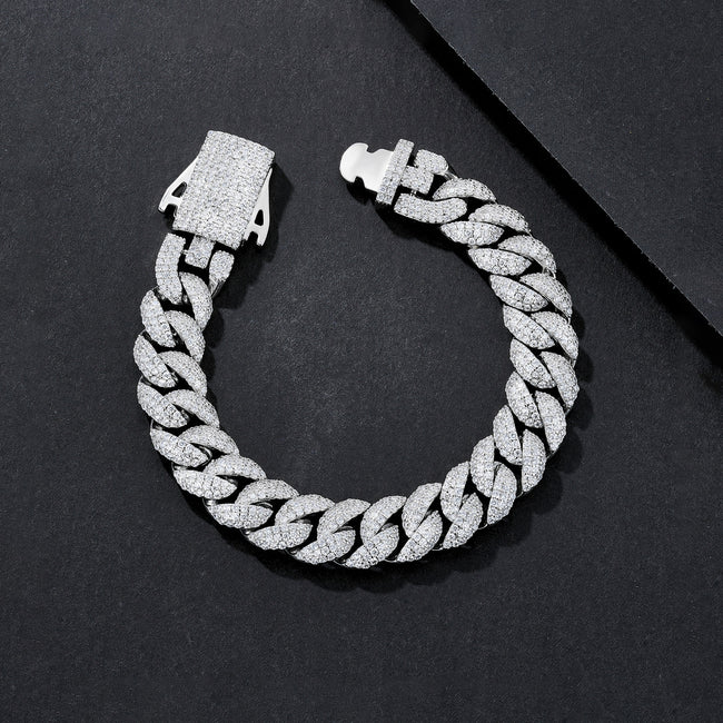 12mm Broad Chunky Plain Miami Cuban Bracelet Hover Image