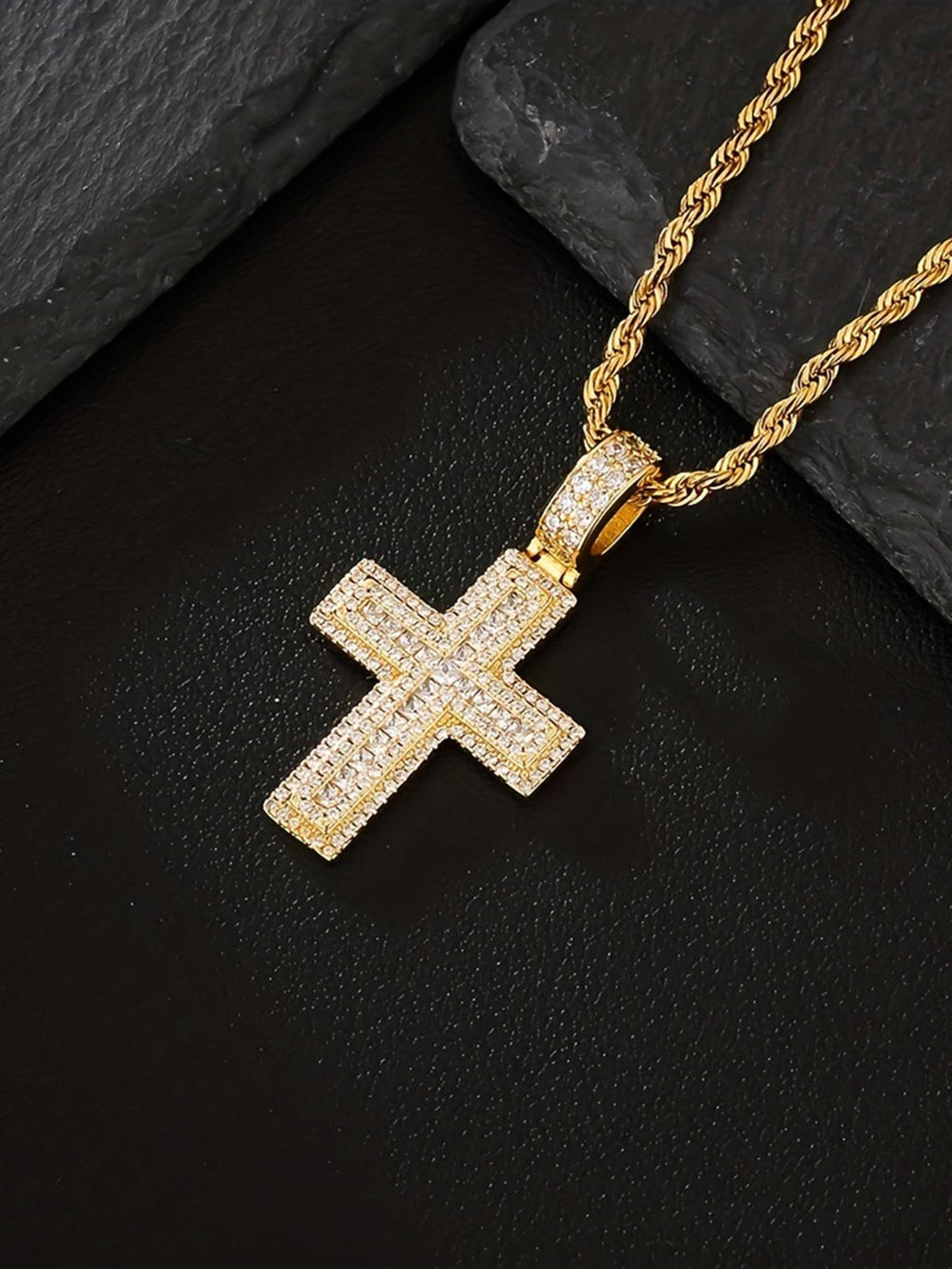20mm Iced CZ Cross Pendant