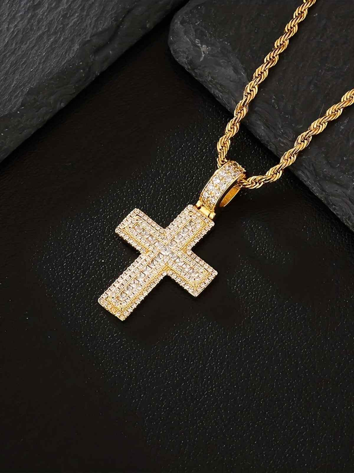 20mm Iced CZ Cross Pendant