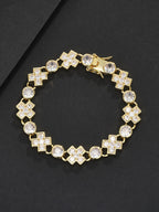 Large CZ Floral Cross Tennis Bracelet