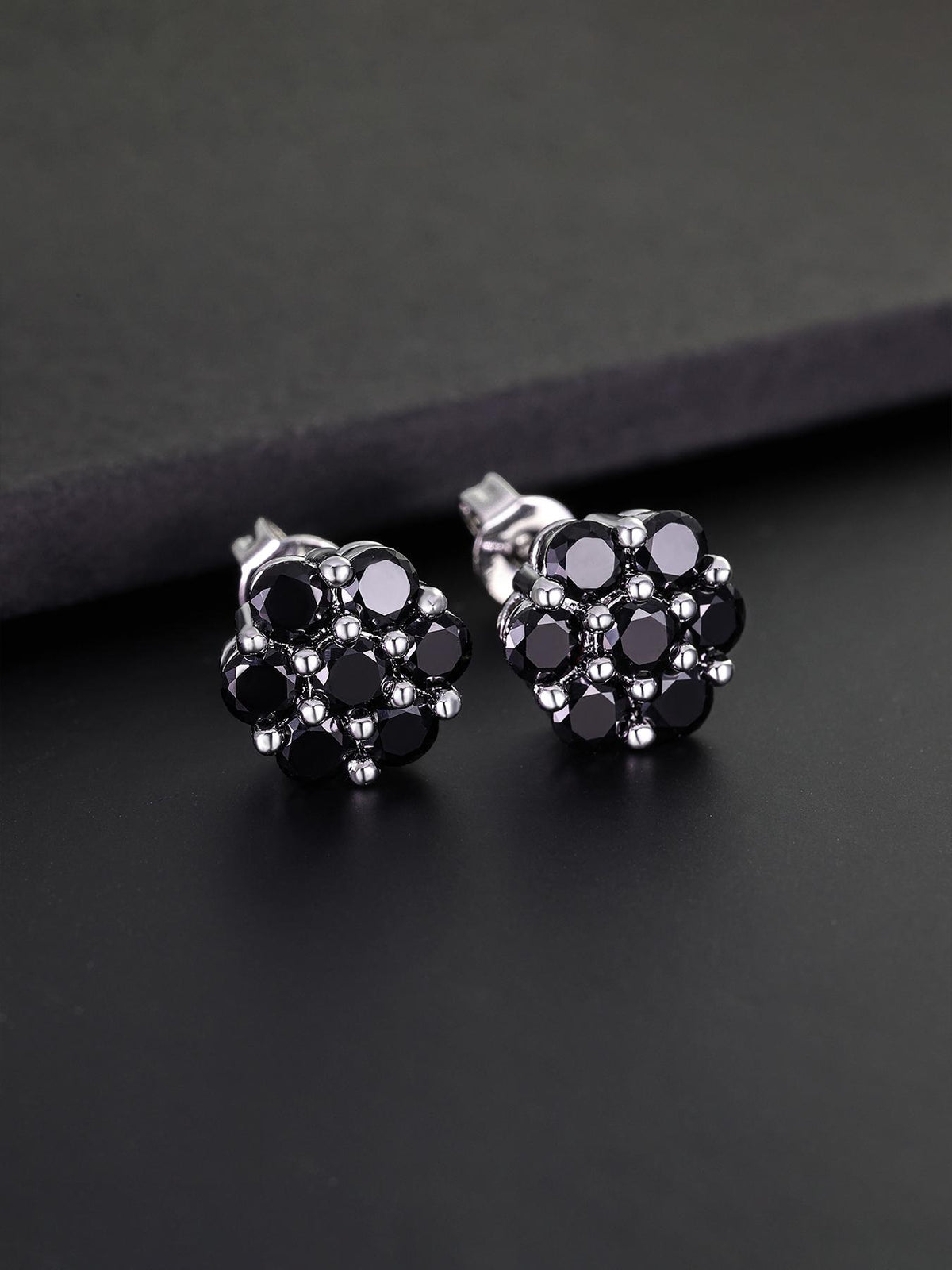 Black Plum Blossom Stud Earrings