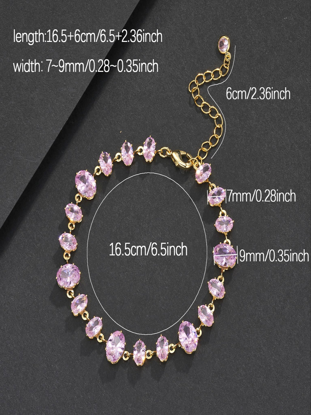 Pink Oval Gemstone Bracelet