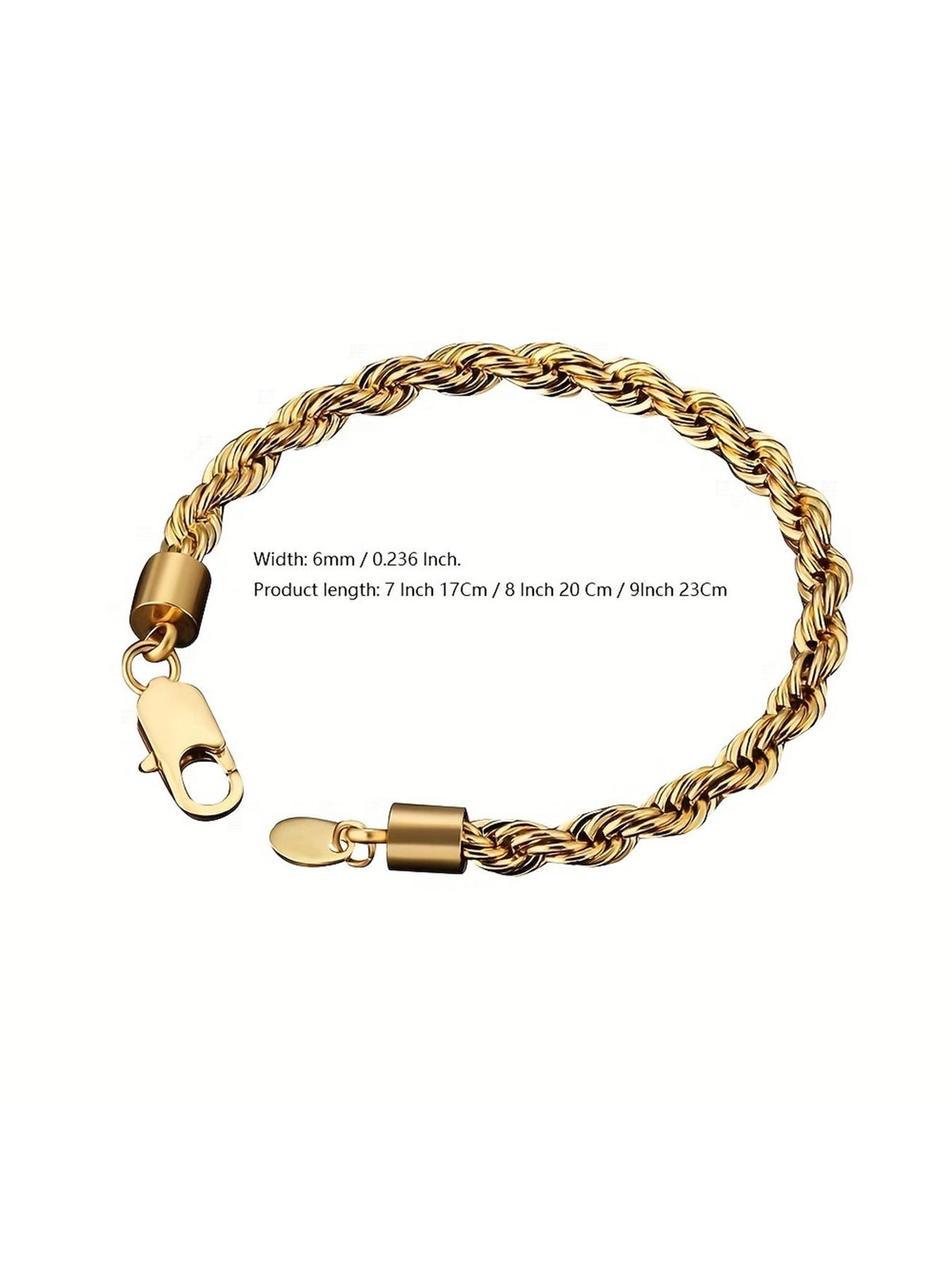 6mm Twisted Rope Chain Bracelet