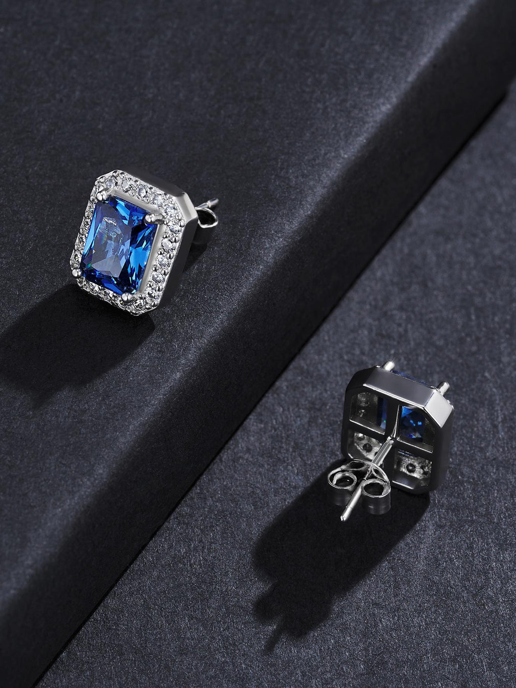 Blue Gem Iced Stud Earrings