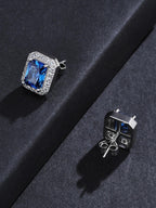 Blue Gem Iced Stud Earrings