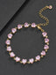 6mm Adjustable Pink Heart CZ  Bracelet