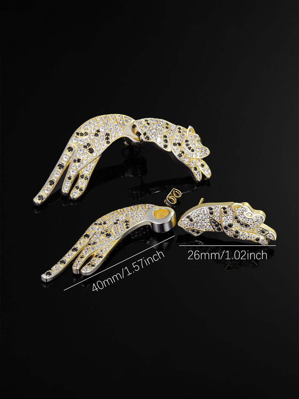 Iced Jumping Cat Stud Earrings