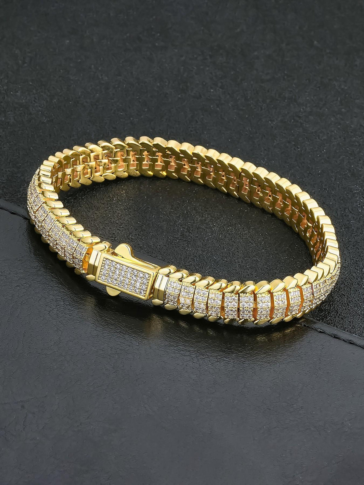 9MM Full-Iced Herringbone Bracelet