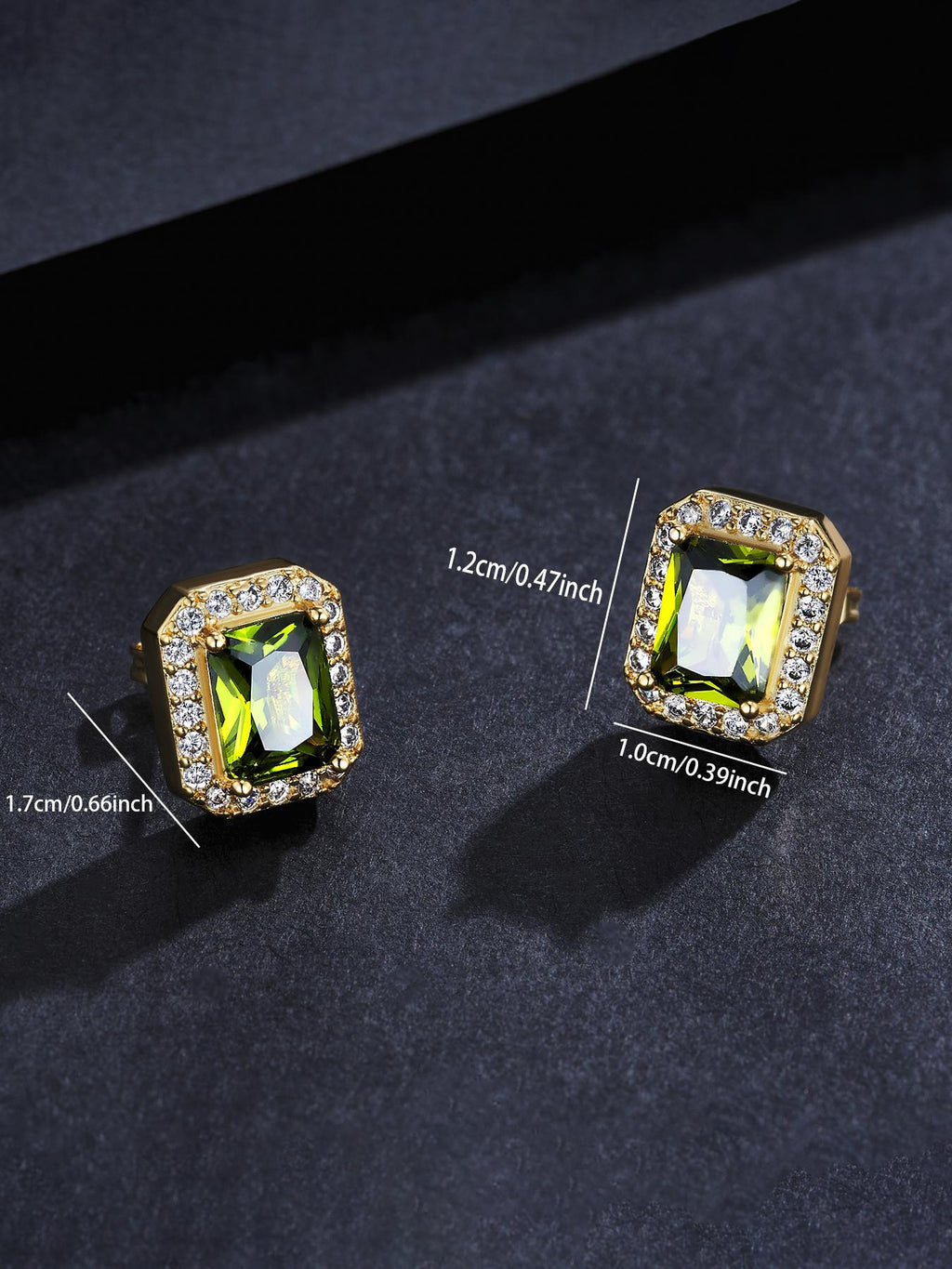Green CZ Street Stud Earrings