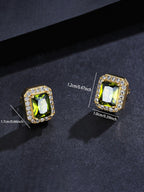 Green CZ Street Stud Earrings