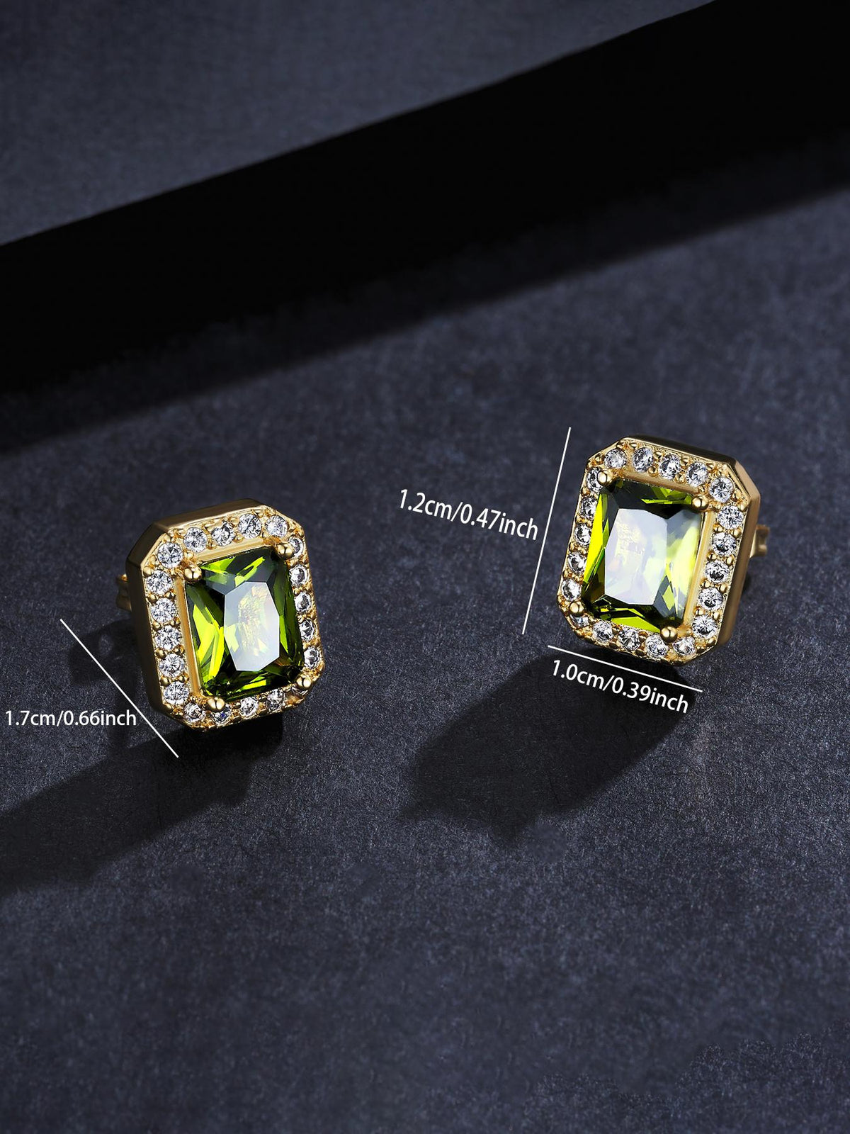 Green CZ Street Stud Earrings
