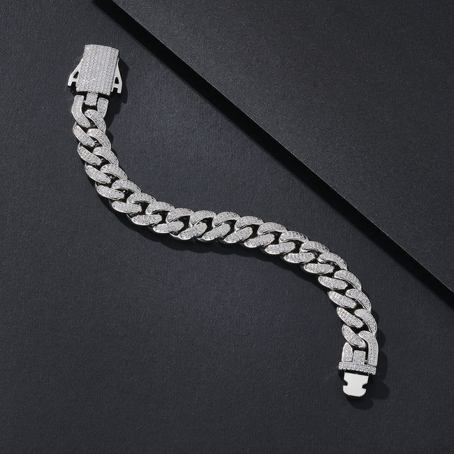 10mm Gloss-Prong Iced Miami Cuban Bracelet Main Image