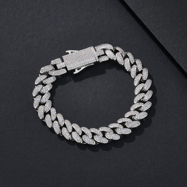 10mm Gloss-Prong Iced Miami Cuban Bracelet Hover Image