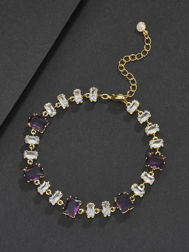 Purple Square-Cut Hip-Hop Bracelet Hover Image