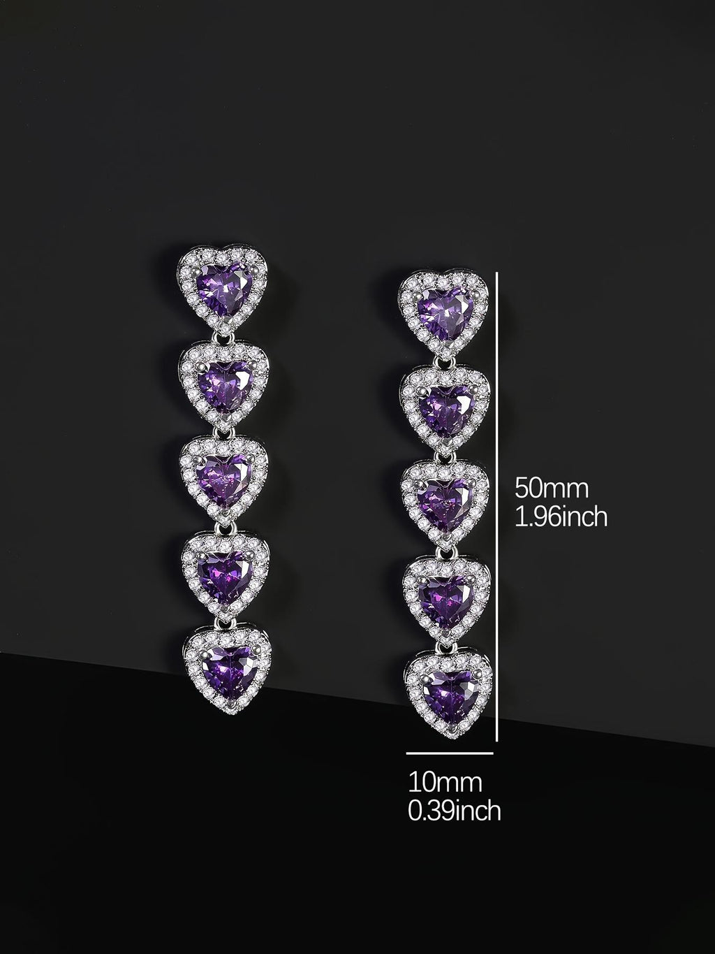 Iced Heart Drop Earrings