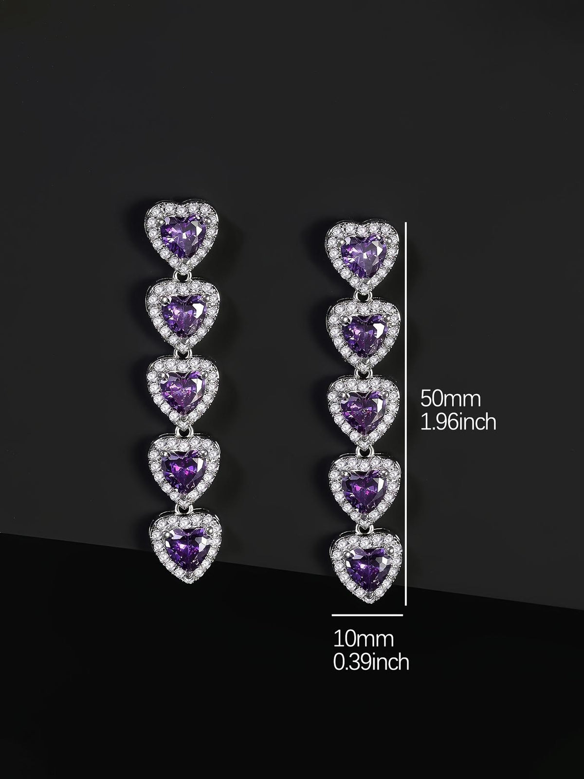 Iced Heart Drop Earrings