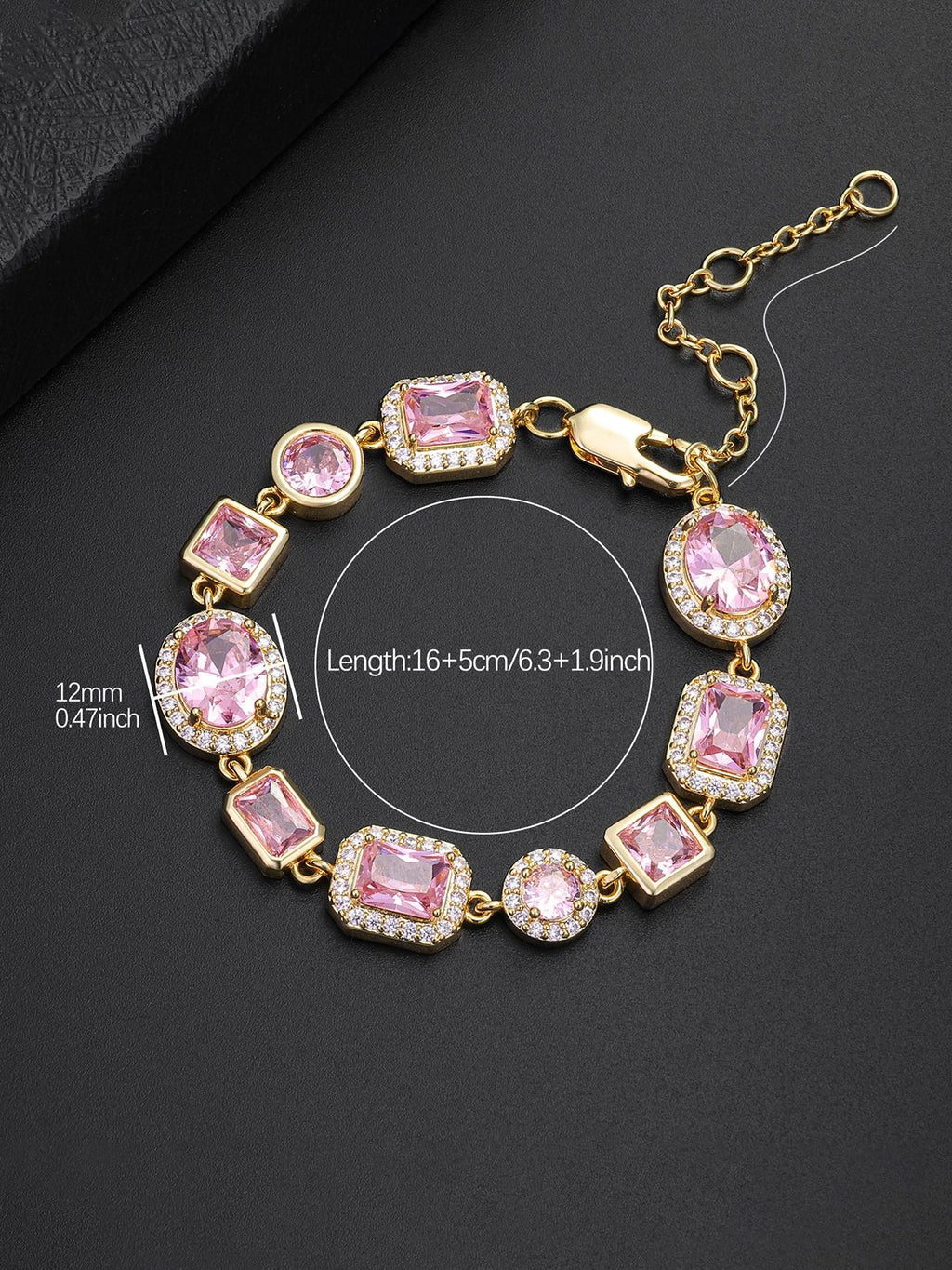 12mm Pink Baguette Bracelet