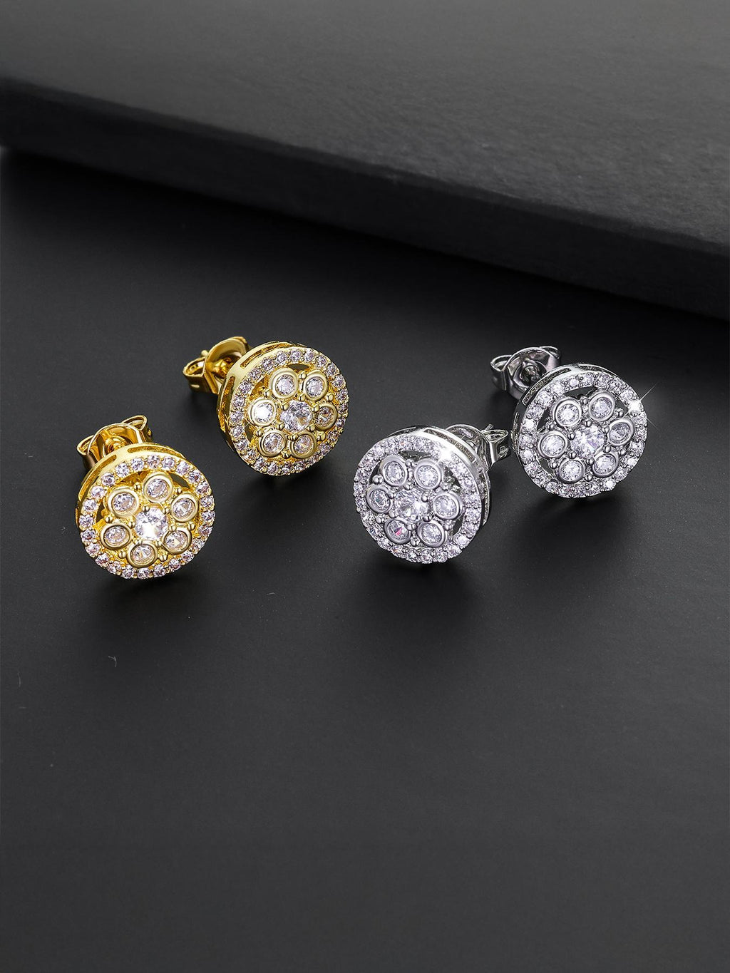 Iced Flower Cluster Stud Earrings