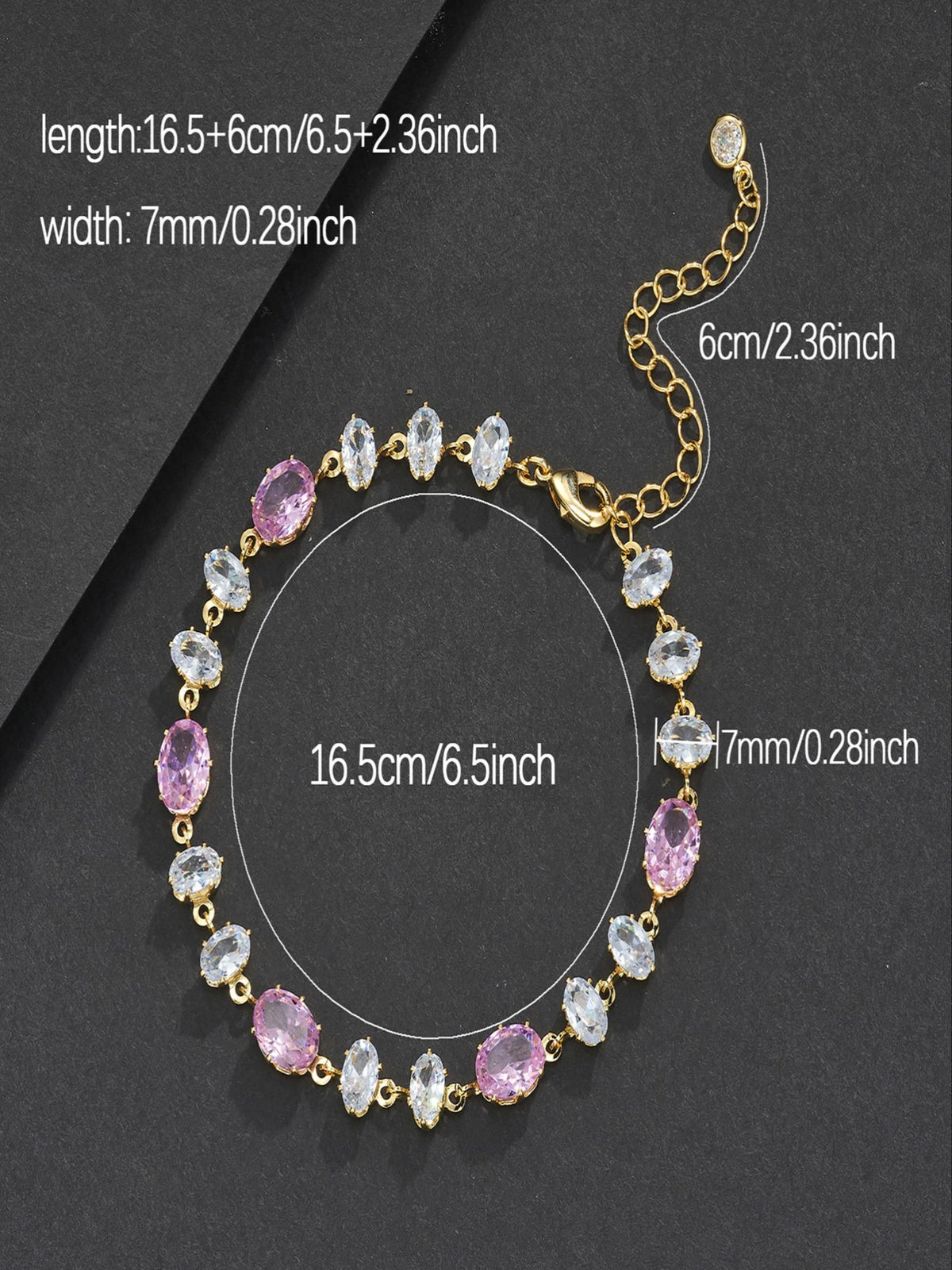 Pink Oval Gemstone Bracelet