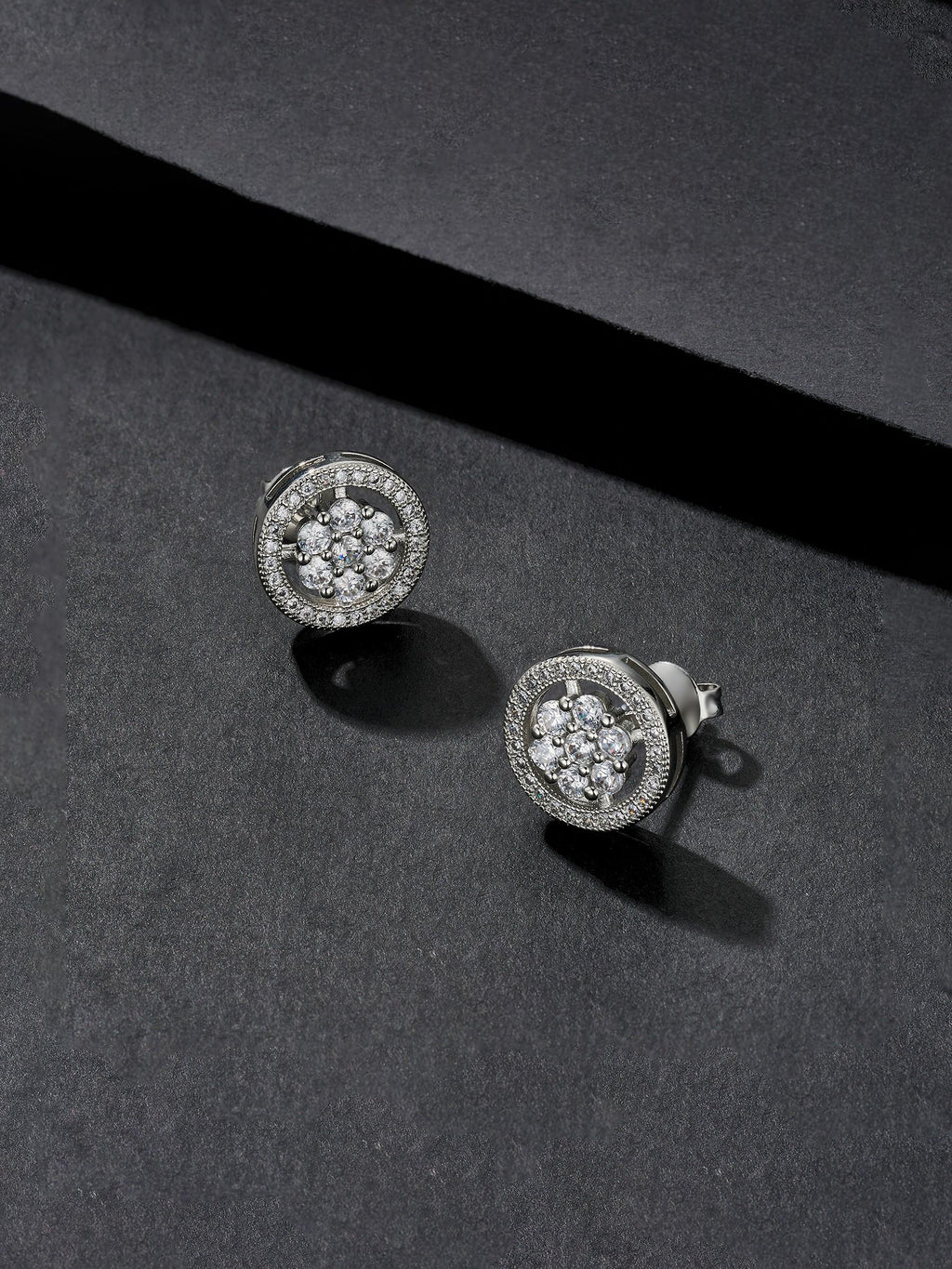 Iced Round Cluster Stud Earrings