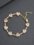 10mm Pink Heart CZ Statement Bracelet