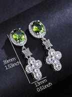 Emerald Green CZ Cross Stud Earrings